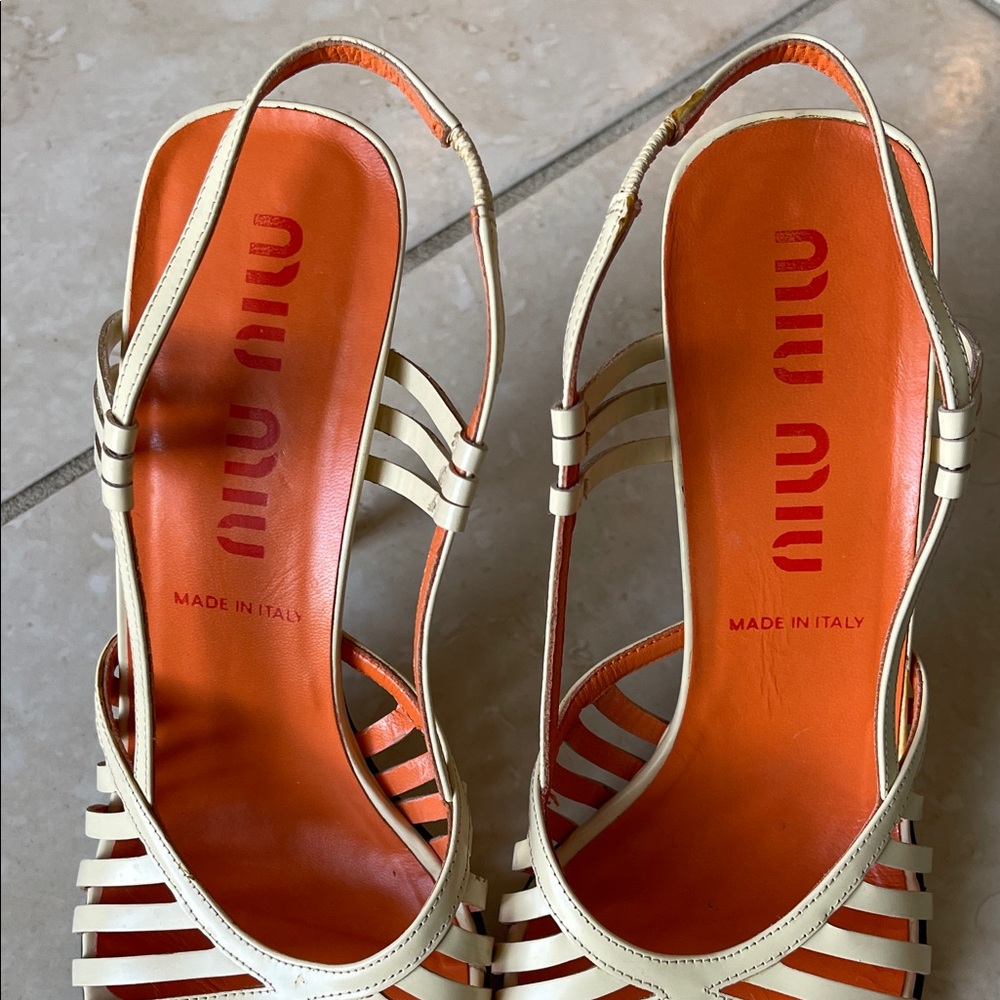 Authentic Miu Miu Cream Strappy Sandals - Picture 3 of 11